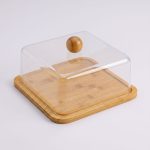 Mini bandeja banbu rectangular con tapa de plastico