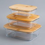 Set 3 taper de vidrio tapa bambu