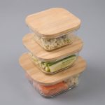 Set 3 taper cuadrado de vidrio tapa bambu